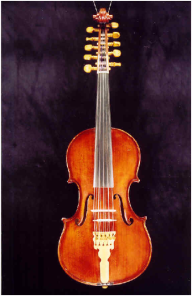 Εικ.4.1. Δεκάχορδο μουσικό όργανο σε σχήμα βιολιού, κύρια όψη